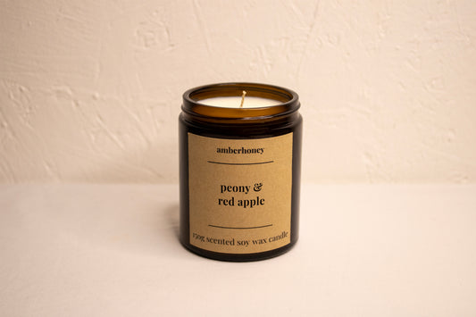 150g peony & red apple soy wax candle