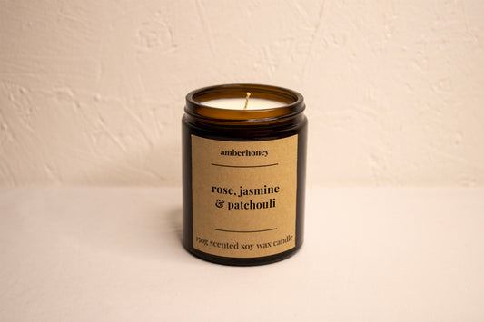 150g rose, jasmine & patchouli soy wax candle