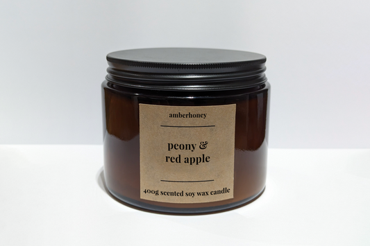 400g peony & red apple soy wax candle (3 wick)